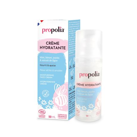 Crème visage hydratante peaux sèches, Propolia, le flacon de 50ml