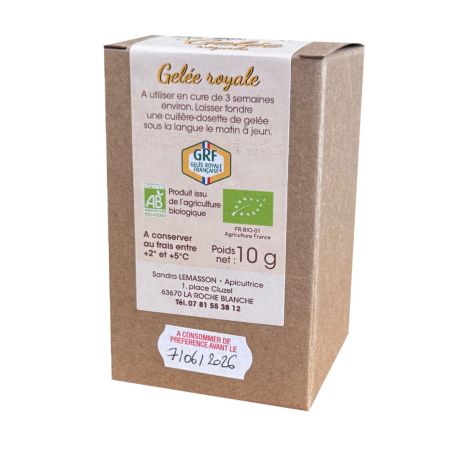 Gelée Royale BIO (GRF) du Puy-de-Dôme, le pot de 10g