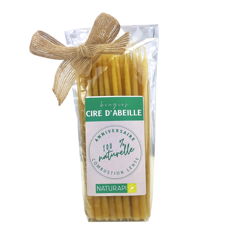 PACK de 50 Bougies d'anniversaire en PURE cire d'abeille