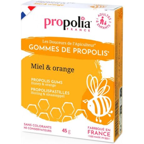 Gommes propolis, miel, orange, Propolia, la boite de 45g