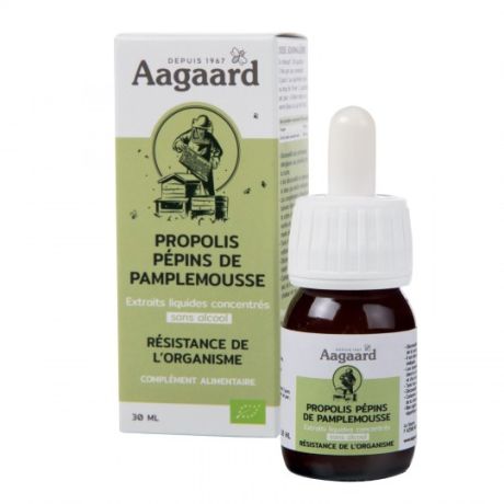 Gouttes Propolis et extrait de pépins de Pamplemousse AAGAARD, le flacon de 30ml