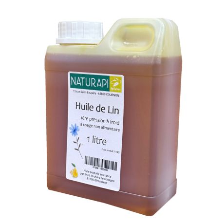 Huile de lin vierge (première pression à froid), le bidon de 1L