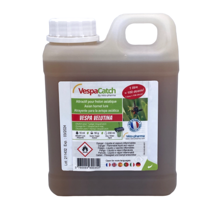 Recharge Piège à frelons VESPACATCH de VETO PHARMA, le litre
