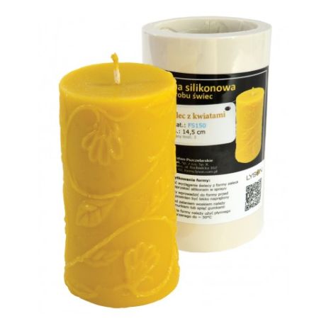 Moule silicone à bougie Cylindre avec fleurs