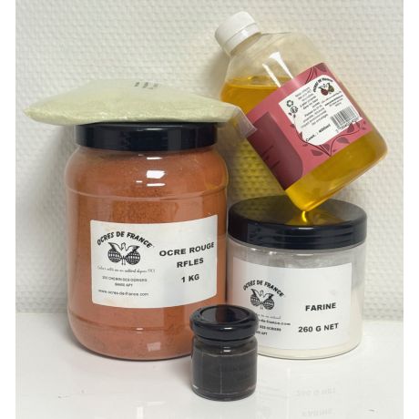 Peinture Suédoise couleur Ocre rouge, le kit complet pour fabrication de 5L