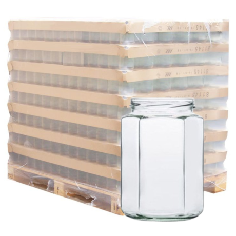 Palette de pot verre 770ml HEXAGONAL T082, la palette de 1050 pots
