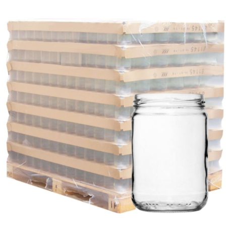 Palette de pot verre 580ml forme basse TO82 avec réserve, la palette de 2366 pots