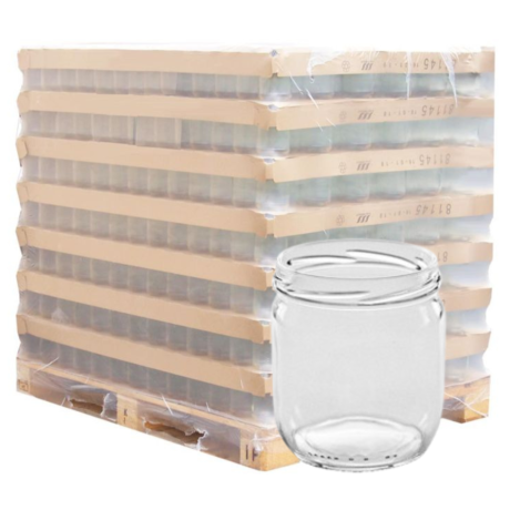 Palette de pot verre 425ml standard TO82 avec réserve, la palette de 1859 pots 