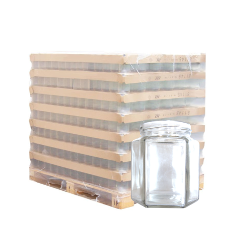 Palette de pot verre 191ml Hexagonal TO58, la palette de 3367 pots