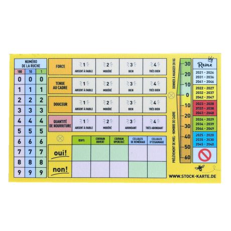 Carte de suivi de ruche