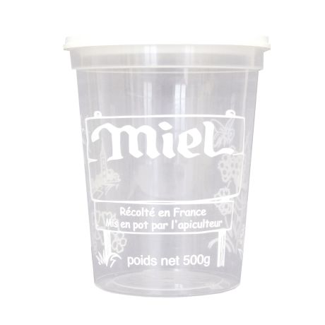 Pot plastique avec épaulement Nicot "Miel", 370 ml (500 g miel), LE SACHET DE 25