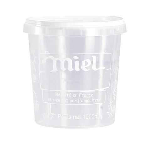 Pot plastique avec épaulement Nicot, 750 ml (1kg miel), LE SACHET DE 25