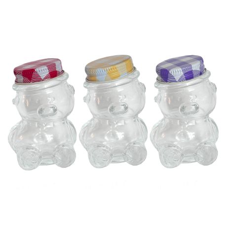 pots en verre en forme d'ourson pour le miel