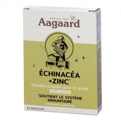 Pastilles Propolentum Echinacéa + Zinc AAGAARD, la boite de 24 pastilles