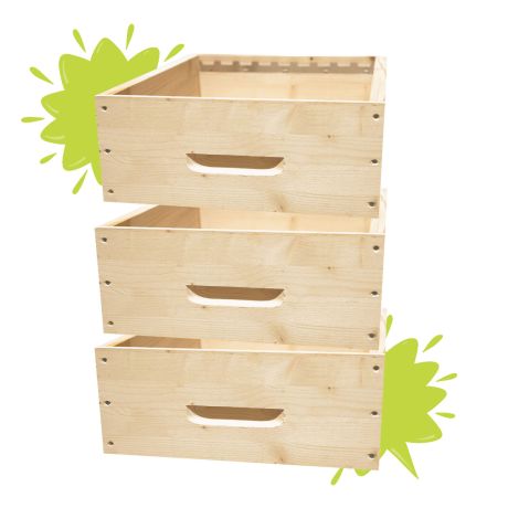 EXCLU WEB - Lot de 3 hausses Dadant 10 BEENATURE en épicéa pour 9 cadres