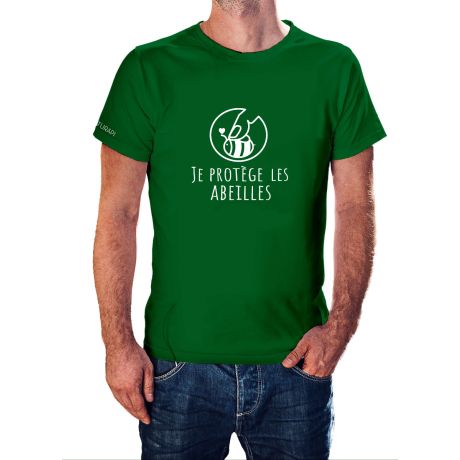 T-shirt vert "Je protège les abeilles"
