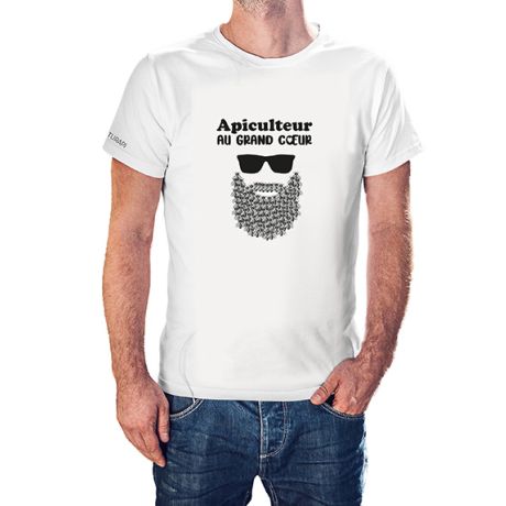 T-shirt blanc "Apiculteur au grand coeur"
