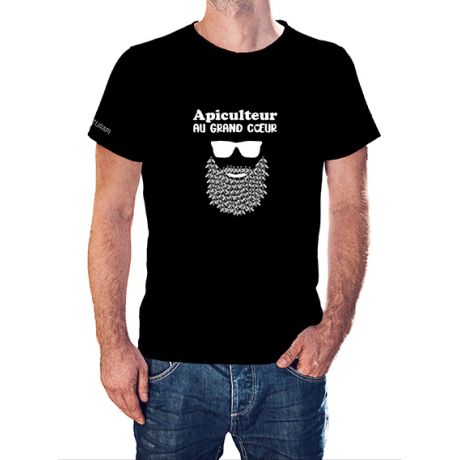 T-shirt noir "Apiculteur au grand coeur"