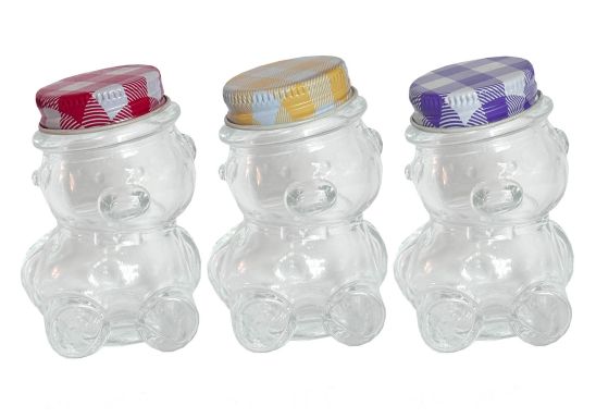 pots en verre en forme d'ourson pour le miel