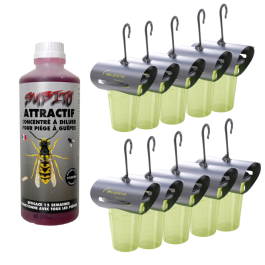 PACK de 10 pièges à frelons Veto Pharma + 1 flacon de solution attractive 500ml