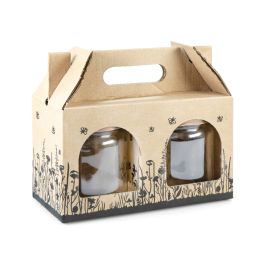 Présentoir en carton décor abeilles pour 2 pots de miel 500 g TO82
