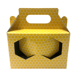 Présentoir en carton jaune pour 2 pots de 228ml TO63