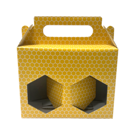 Présentoir en carton jaune pour 2 pots de 385ml TO63