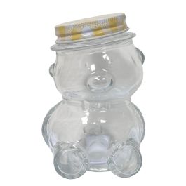 Pot en verre Ourson 150ml avec capsule "vichy" couleur, l'unité