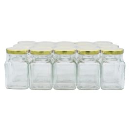 PACK de 15 pots en verre carrés CUADRO 150ml, avec capsule "Or"
