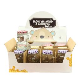 PACK de 12 pots en verre 300ml "Ourson" avec capsules "vichy" assorties