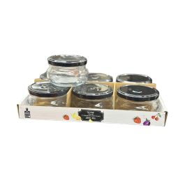 PACK de 6 pots en verre "Marmite" 200ml TO82, avec capsules noires