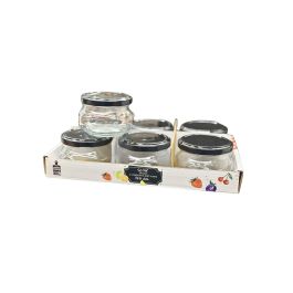 PACK de 6 pots en verre "Marmite" 150ml TO70 avec capsules noires