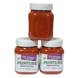 VIDE RUCHER Lot de 3 Peintures pour ruche NATURA Oxyde rouge, le pot de 400g - ancien packaging et date depassée