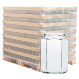 Palette de pot verre 770ml HEXAGONAL T082, la palette de 1050 pots