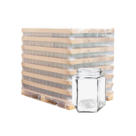 Palette de pot verre 390ml T070 hexagonal, la palette de 1960 pots