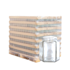 Palette de pot verre 191ml Hexagonal TO58, la palette de 3367 pots