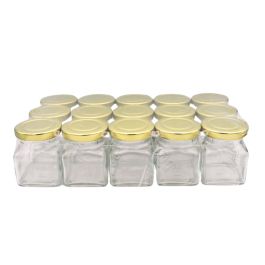 PACK de 15 pots en verre carrés CUADRO 120ml, avec capsule "Or"