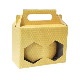 Présentoir en carton jaune pour 2 pots de 500g bas TO82