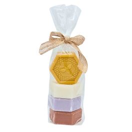 Assortiment de 4 savons végétaux : Miel, Gelée royale, Lavande et Propolis