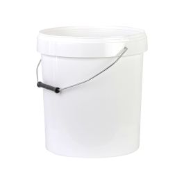 Seau en plastique blanc 15,6L, anse en métal (jusqu'à 21kg de miel)