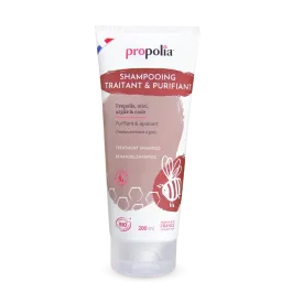 Shampoing TRAITANT propolis, miel, argile et cade BIO Propolia, le flacon pompe de 500ml