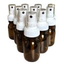 Lot de 10 flacons ambrés 30ml avec bouchon spray