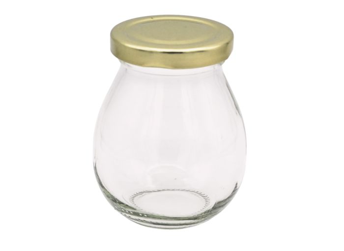 Pot en verre Majo goutte d'eau avec capsule dorée