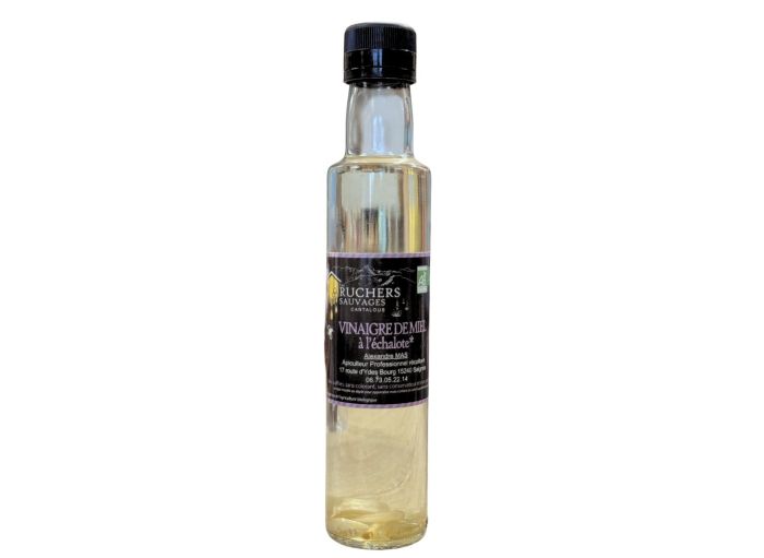 Bouteille de vinaigre de miel à l’échalote BIO de 25 cl, produit en Auvergne