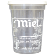 Pot plastique avec épaulement Nicot "miel" 190 ml (250 g miel), LE SACHET DE 25