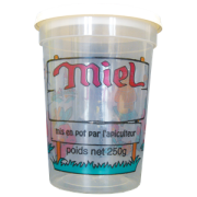 Pot plastique avec épaulement Nicot "4 couleurs" 190 ml (250 g miel), LE SACHET DE 25