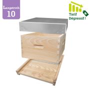 Ruche Langstroth 10 NATURAPI BASIS en pin maritime, avec plancher bois