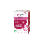 Infusion BIO à la Propolis, au cassis, fenouil & reine des prés, Propolia, la boite de 20 sachets