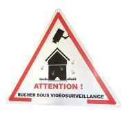 Panneau triangle "rucher sous vidéo surveillance"