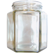 Pot en verre hexagonal 195ml TO58, LE PACK DE 12